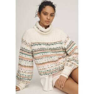 Pilcro Relaxed Fit Turtleneck Sweater S Anthropologie Puffed Bishop Sleeves